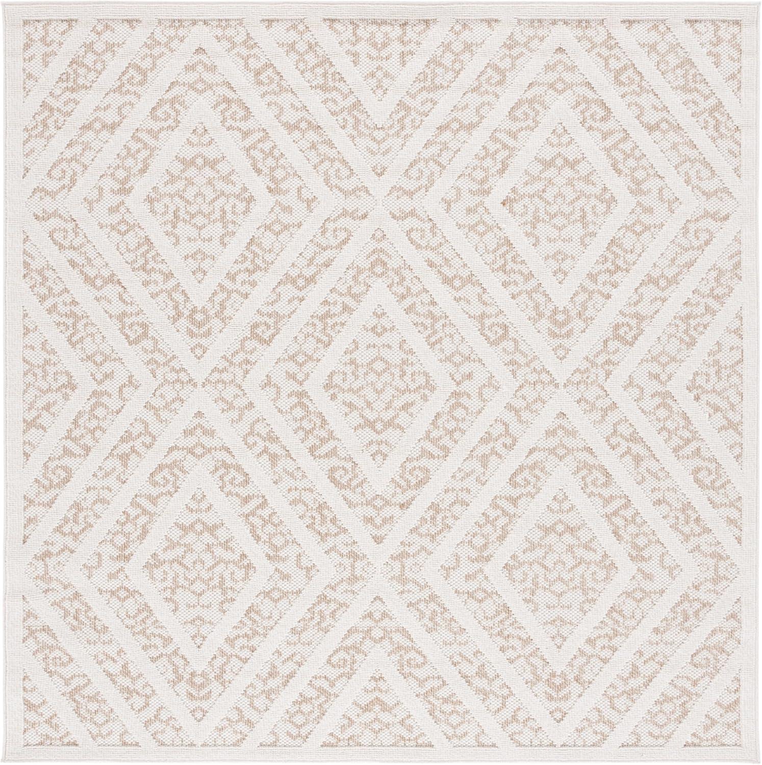 image:imageMartha Stewart x SAFAVIEH Outdoor Area Rug Collection 53 x 76 Beige amp Brown Weather Resistant amp Washable Ideal for Patio Backyard Mudroom Deck Dining Space MSRO218BLight BeigeBrown