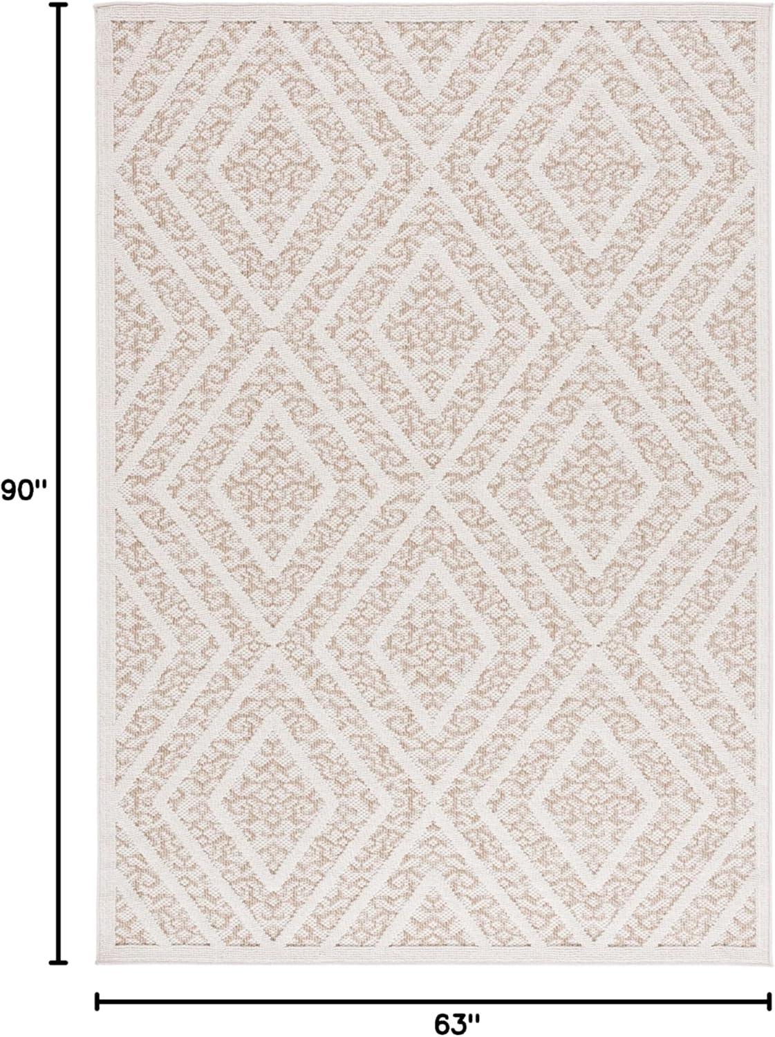 image:imageMartha Stewart x SAFAVIEH Outdoor Area Rug Collection 53 x 76 Beige amp Brown Weather Resistant amp Washable Ideal for Patio Backyard Mudroom Deck Dining Space MSRO218BLight BeigeBrown