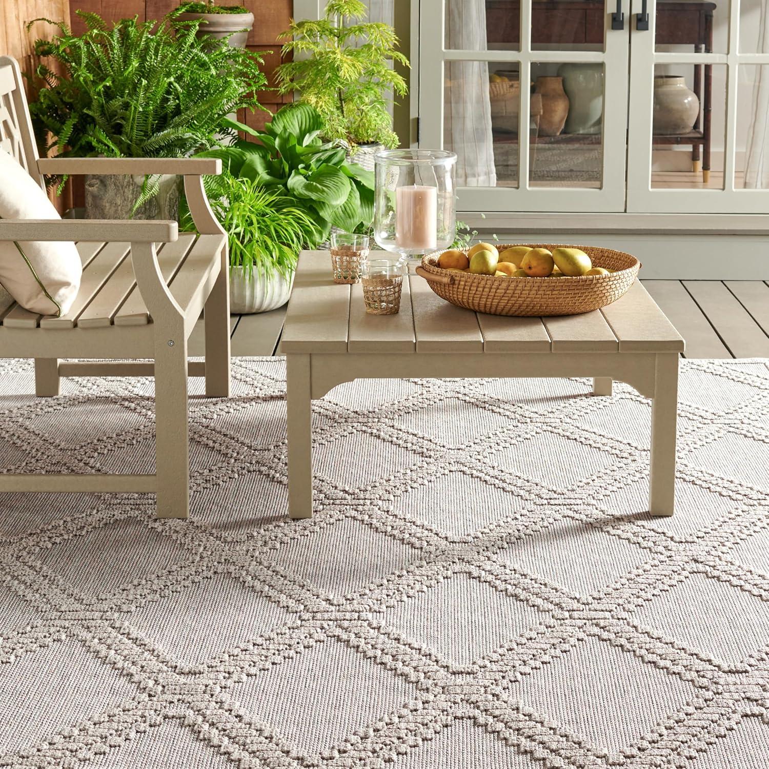 image:imageMartha Stewart x SAFAVIEH Outdoor Area Rug Collection 9 x 12 Beige amp Brown Weather Resistant amp Washable Ideal for Patio Backyard Mudroom Deck Dining Space MSRO226BGreyLight Grey
