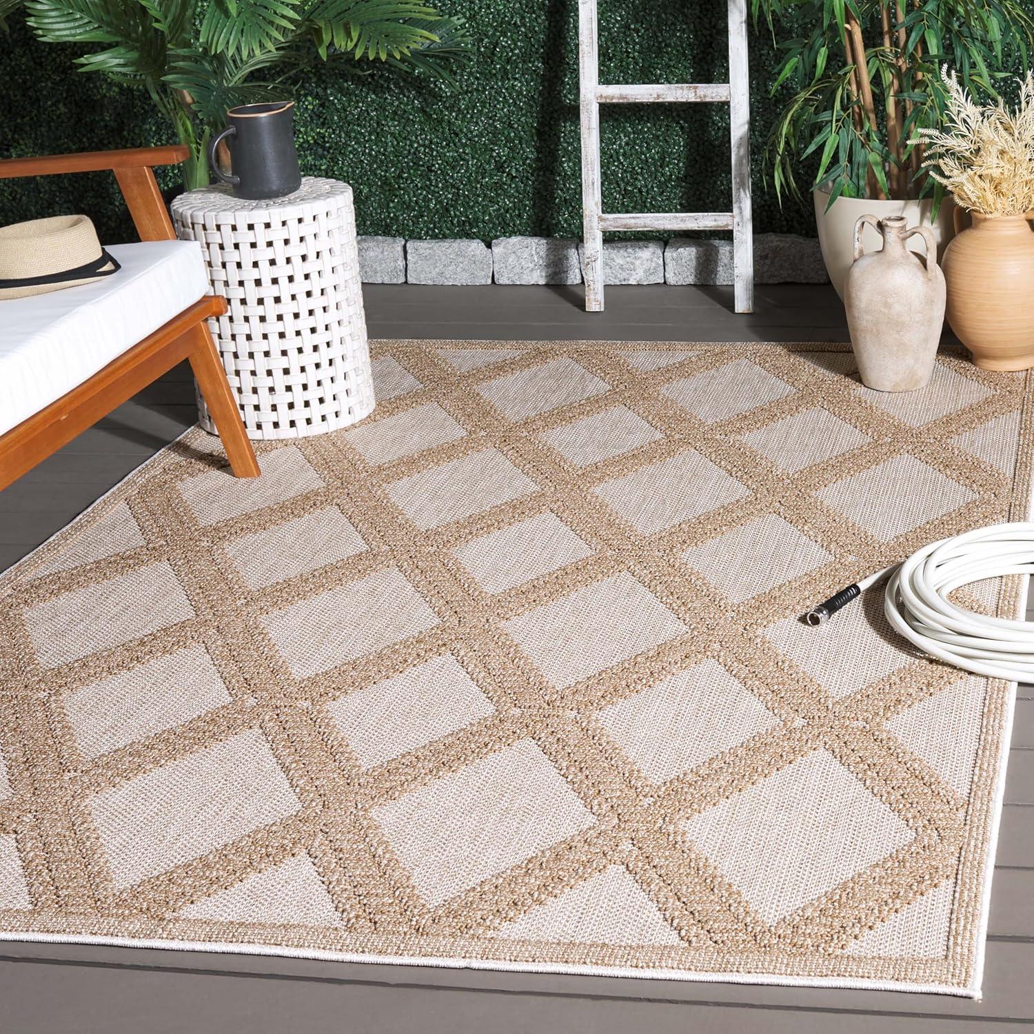 image:imageMartha Stewart x SAFAVIEH Outdoor Area Rug Collection 9 x 12 Beige amp Brown Weather Resistant amp Washable Ideal for Patio Backyard Mudroom Deck Dining Space MSRO226BBeigeBrown