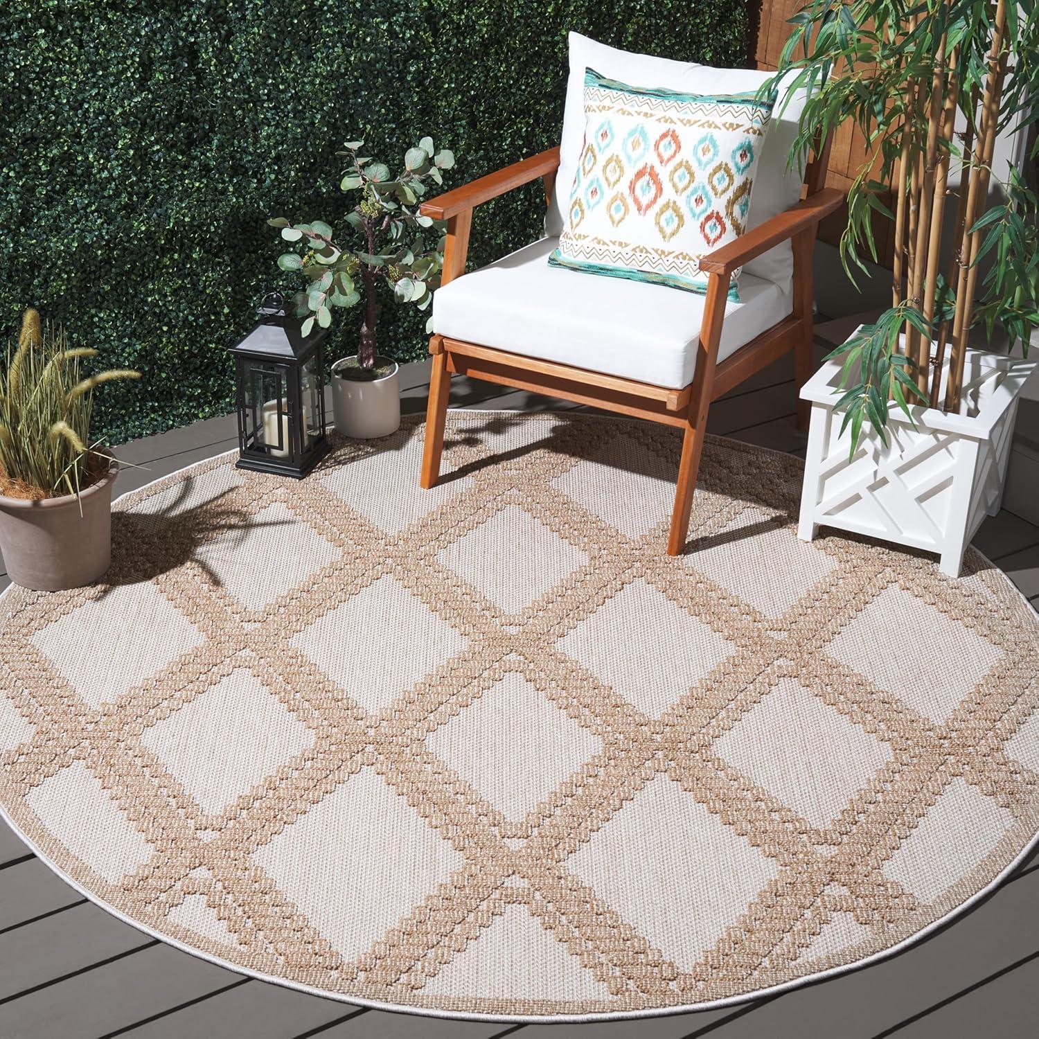 image:imageMartha Stewart x SAFAVIEH Outdoor Area Rug Collection 9 x 12 Beige amp Brown Weather Resistant amp Washable Ideal for Patio Backyard Mudroom Deck Dining Space MSRO226BBeigeBrown