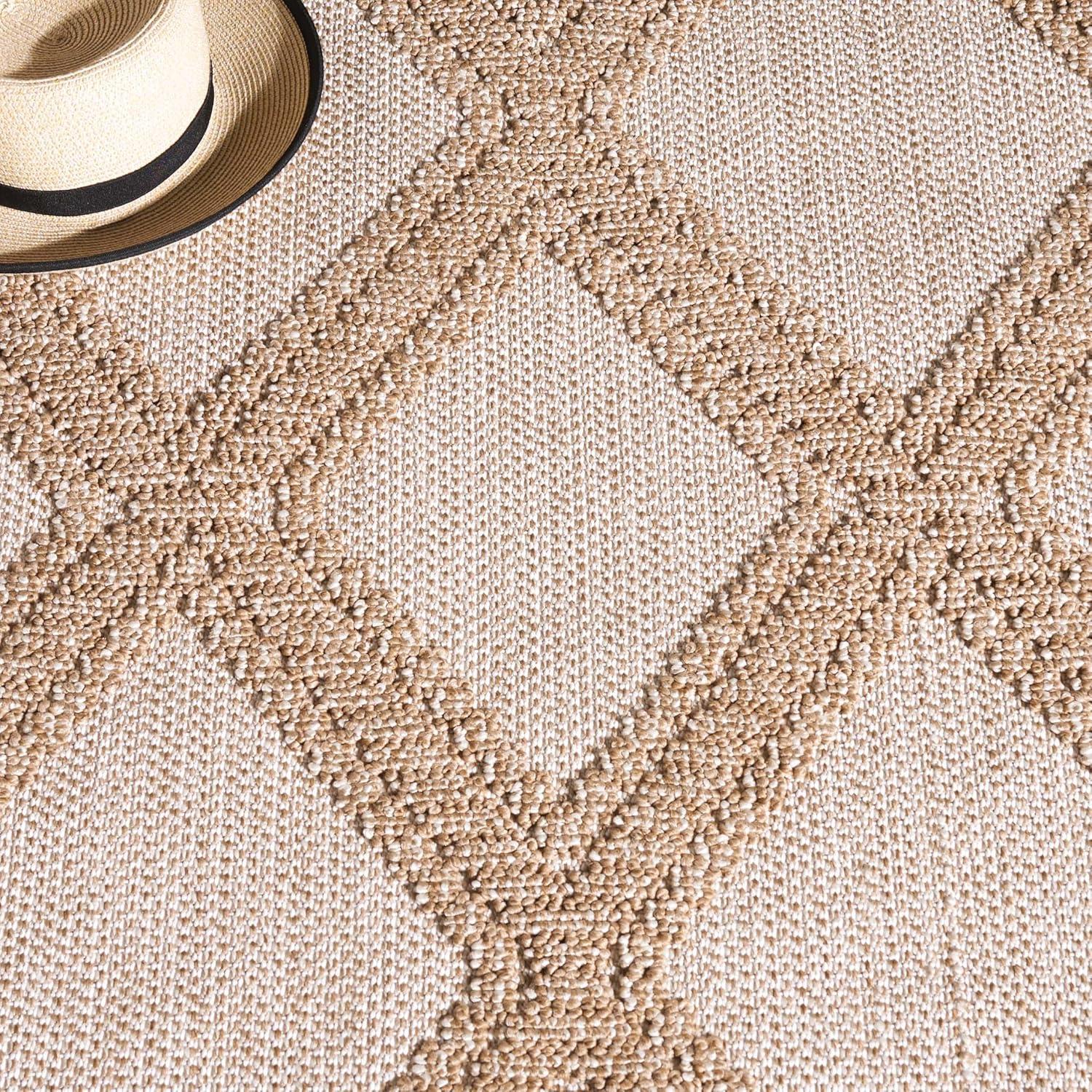 image:imageMartha Stewart x SAFAVIEH Outdoor Area Rug Collection 9 x 12 Beige amp Brown Weather Resistant amp Washable Ideal for Patio Backyard Mudroom Deck Dining Space MSRO226BBeigeBrown