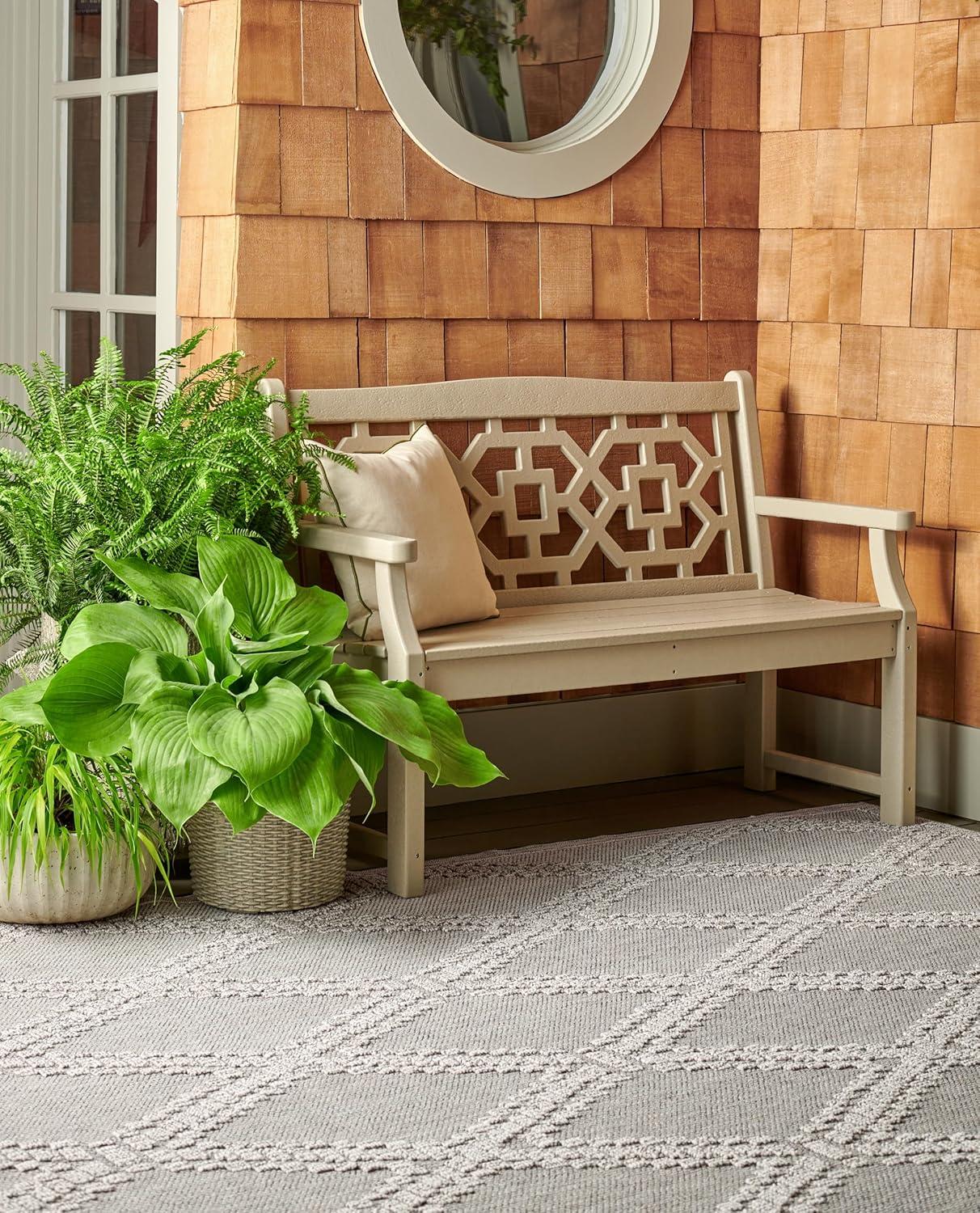 image:imageMartha Stewart x SAFAVIEH Outdoor Area Rug Collection 9 x 12 Beige amp Brown Weather Resistant amp Washable Ideal for Patio Backyard Mudroom Deck Dining Space MSRO226BGreyLight Grey