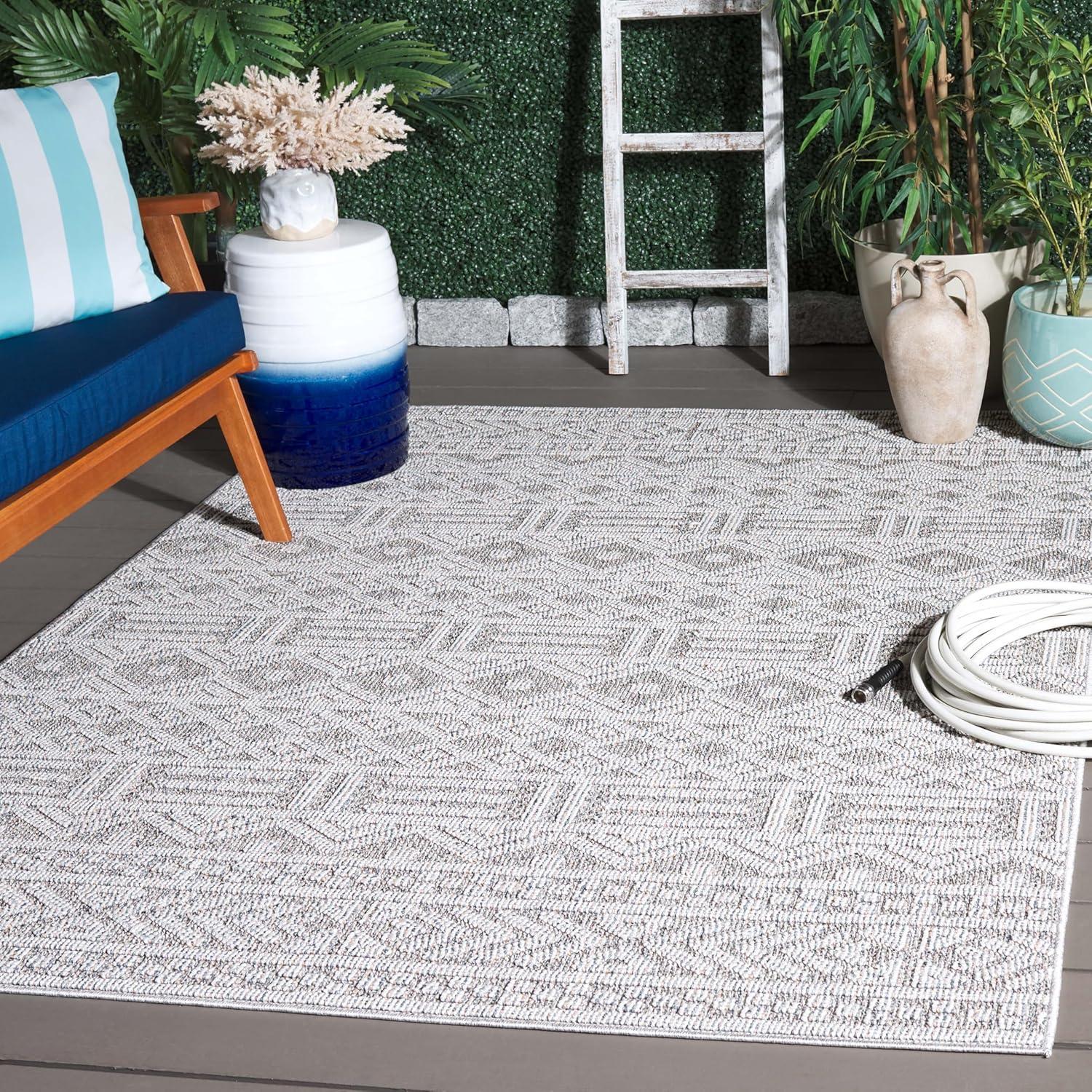 image:imageMartha Stewart x SAFAVIEH Outdoor Area Rug Collection 9 x 12 Beige amp Brown Weather Resistant amp Washable Ideal for Patio Backyard Mudroom Deck Dining Space MSRO226BGreyLight Grey