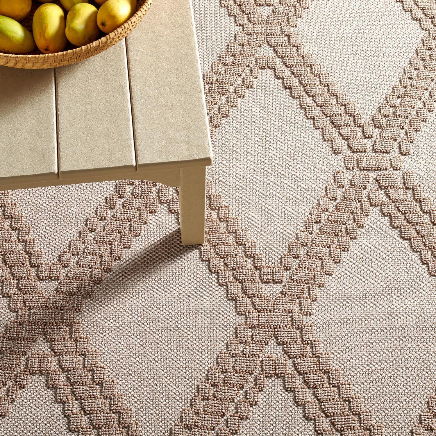 image:imageMartha Stewart x SAFAVIEH Outdoor Area Rug Collection 9 x 12 Beige amp Brown Weather Resistant amp Washable Ideal for Patio Backyard Mudroom Deck Dining Space MSRO226BBeigeBrown