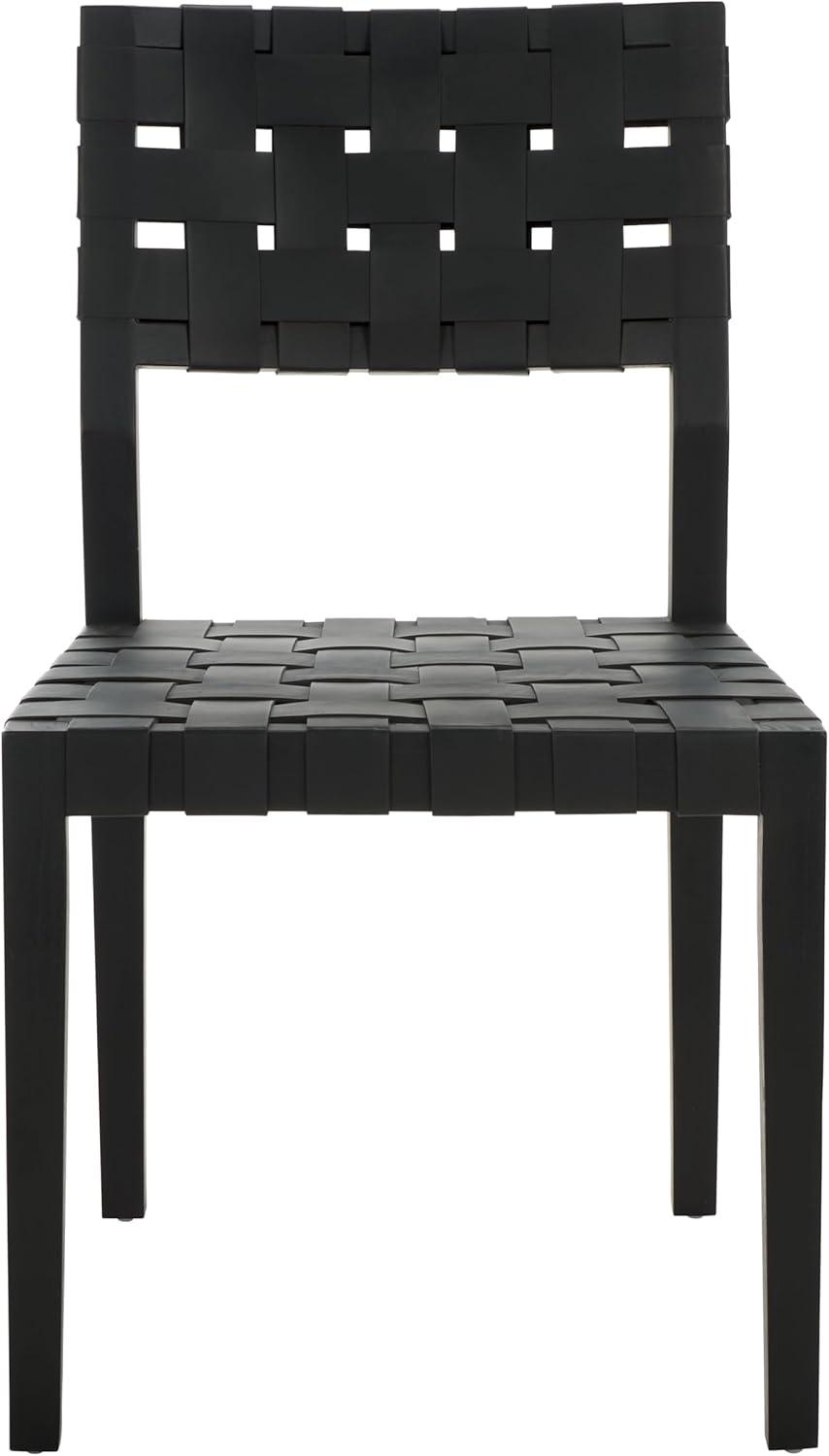 image:imageSAFAVIEH Couture Collection Bette Woven Leather Dining Chair Set of 2 Tan Leather Seat with Natural Solid Wood Frame Fully Assembled Modern Rustic Seating SFV1902DBlackBlack