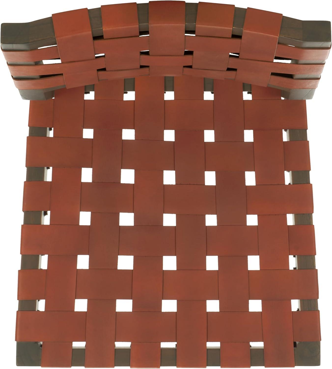image:imageSAFAVIEH Couture Collection Bette Woven Leather Dining Chair Set of 2 Tan Leather Seat with Natural Solid Wood Frame Fully Assembled Modern Rustic Seating SFV1902DBrownWalnut