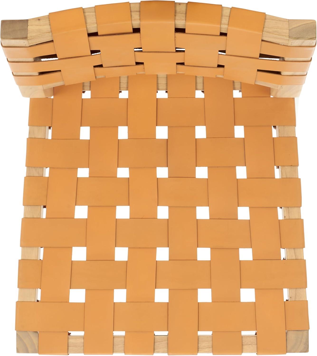 image:imageSAFAVIEH Couture Collection Bette Woven Leather Dining Chair Set of 2 Tan Leather Seat with Natural Solid Wood Frame Fully Assembled Modern Rustic Seating SFV1902DTanNatural