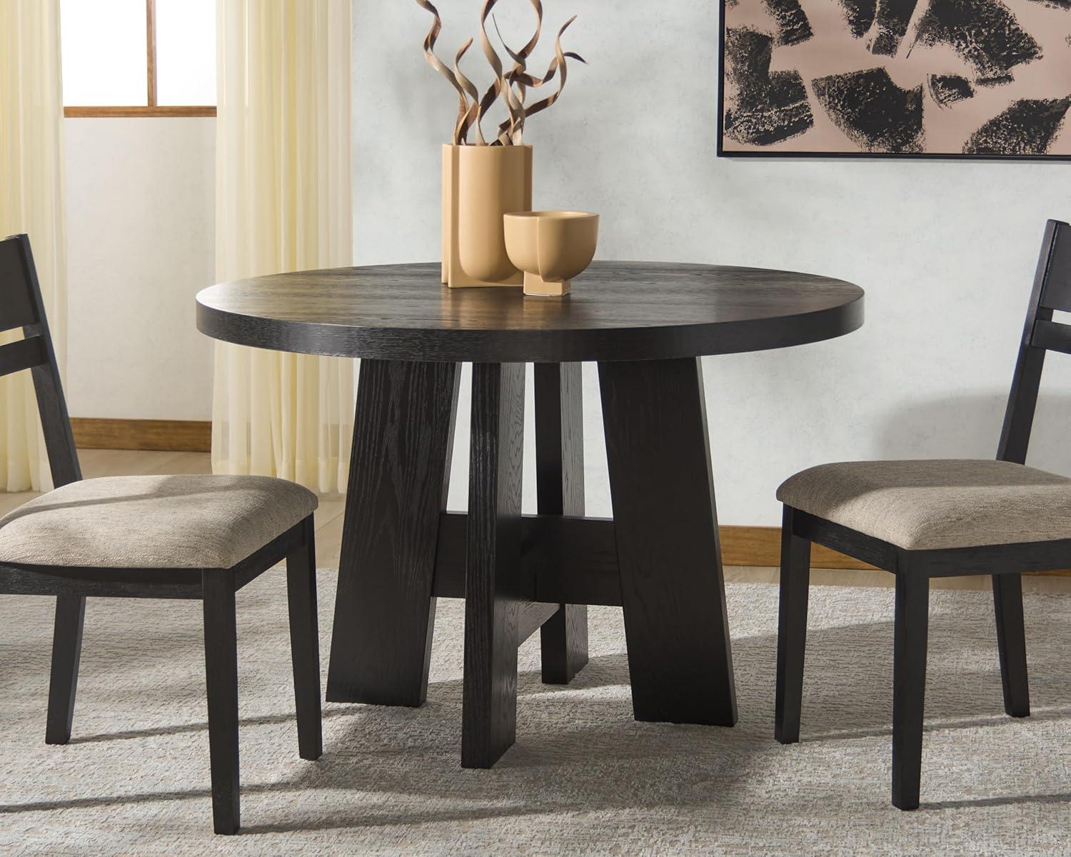 image:imageSAFAVIEH Couture Collection Beverley Oak Round Wood Dining Table Classic Design Seats up to 4 SFV2193ABlack