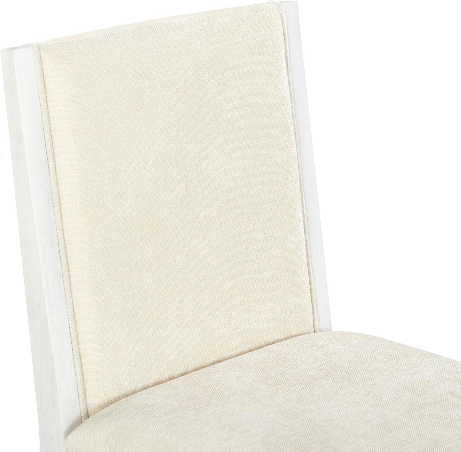 image:imageSAFAVIEH Couture Collection Clarastella Set of 2 White Wood Dining Chairs Upholstered Dining Chairs with Beige Performance Fabric SFV4274ASET2WhiteBeige