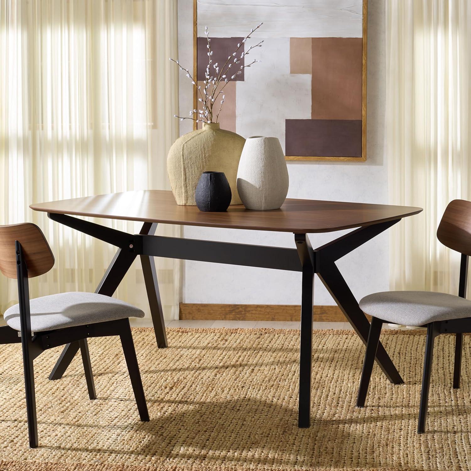 image:imageSAFAVIEH Couture Collection Divya Walnut amp Black Rectangle Wood Dining Table Modern TwoTone Design Seats up to 6 SFV6711AWalnutBlack