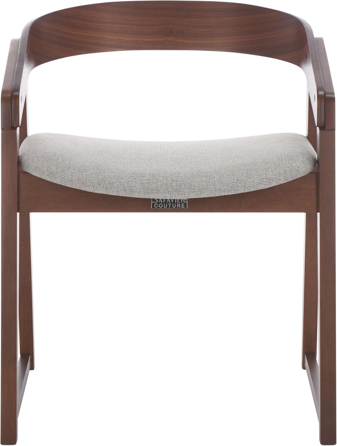 image:imageSAFAVIEH Couture Collection Hildabryna Walnut amp Light Grey Curved Back Dining Chair Set of 2 MidCentury Modern Accent Seating Fully Assembled SFV6702BSET2WalnutLight Grey
