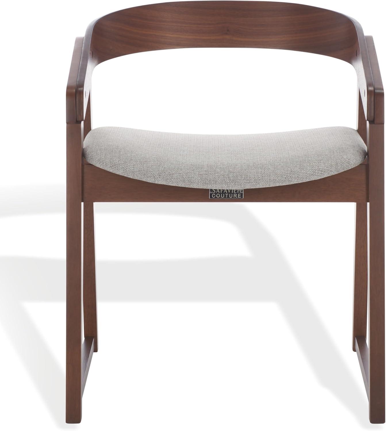 image:imageSAFAVIEH Couture Collection Hildabryna Walnut amp Light Grey Curved Back Dining Chair Set of 2 MidCentury Modern Accent Seating Fully Assembled SFV6702BSET2WalnutLight Grey