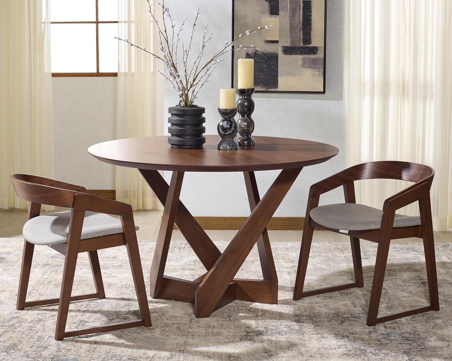 image:imageSAFAVIEH Couture Collection Hildabryna Walnut amp Light Grey Curved Back Dining Chair Set of 2 MidCentury Modern Accent Seating Fully Assembled SFV6702BSET2WalnutLight Grey