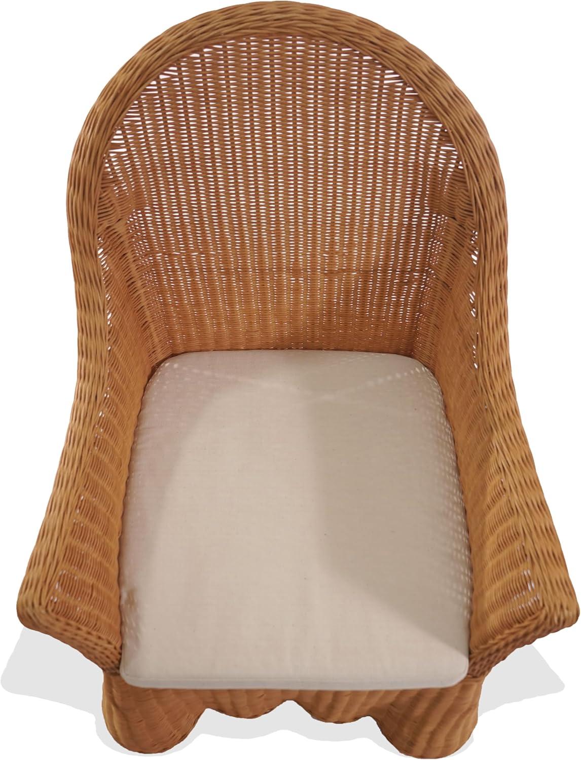 image:imageSAFAVIEH Couture Collection Hylda Natural Rattan Dining Chair Fully Assembled Woven Side Chair with Removable Cotton Cushion for Dining Room or Kitchen CWK3033ANaturalWhite