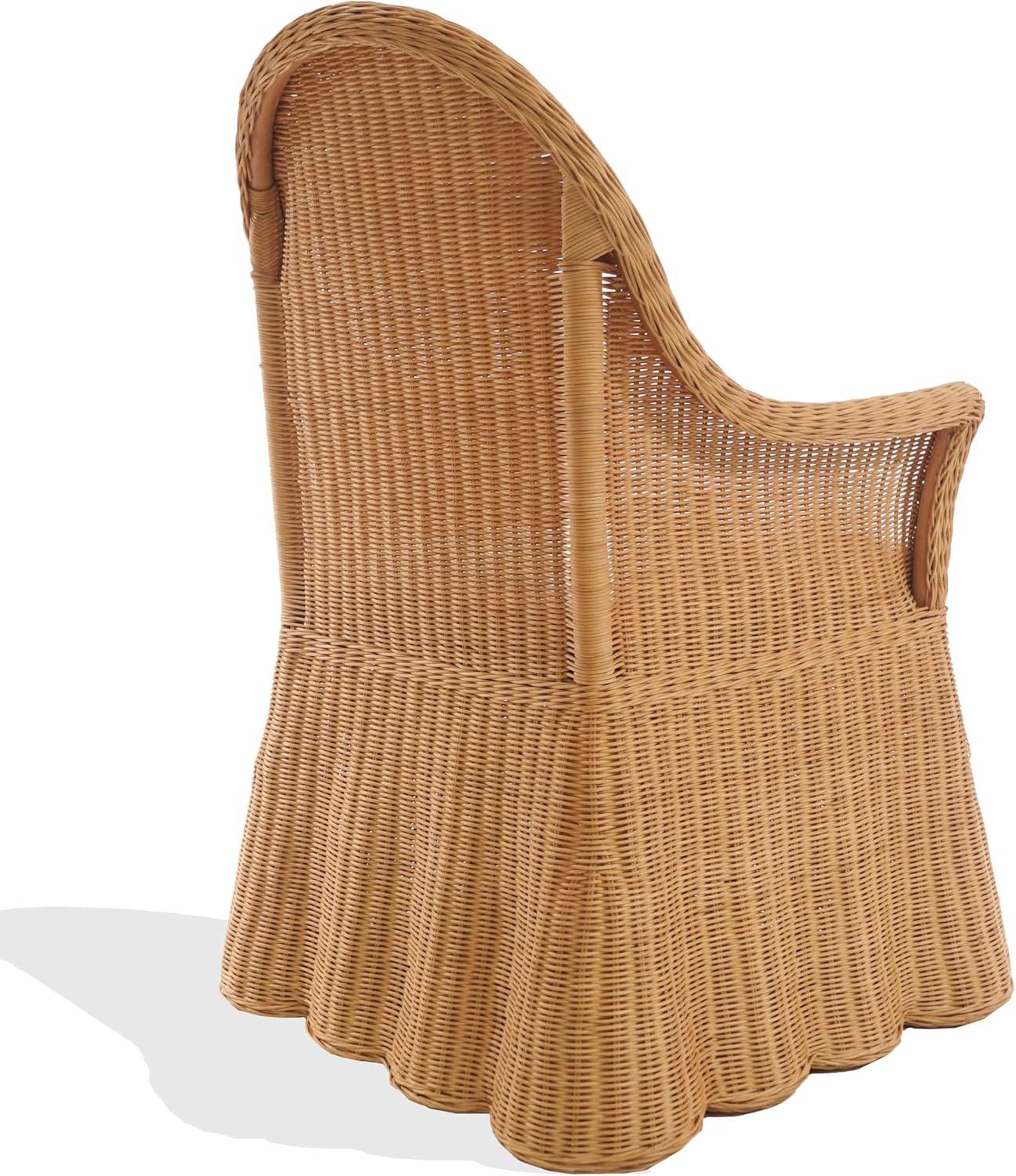 image:imageSAFAVIEH Couture Collection Hylda Natural Rattan Dining Chair Fully Assembled Woven Side Chair with Removable Cotton Cushion for Dining Room or Kitchen CWK3033ANaturalWhite