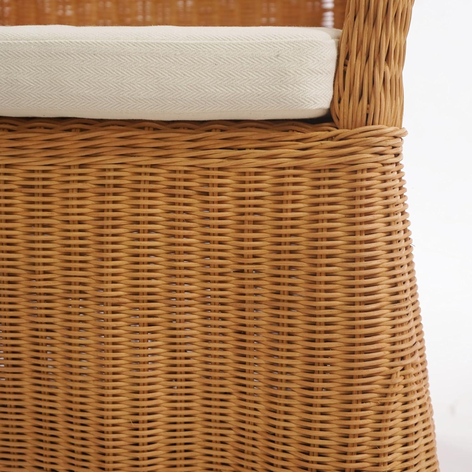 image:imageSAFAVIEH Couture Collection Hylda Natural Rattan Dining Chair Fully Assembled Woven Side Chair with Removable Cotton Cushion for Dining Room or Kitchen CWK3033ANaturalWhite