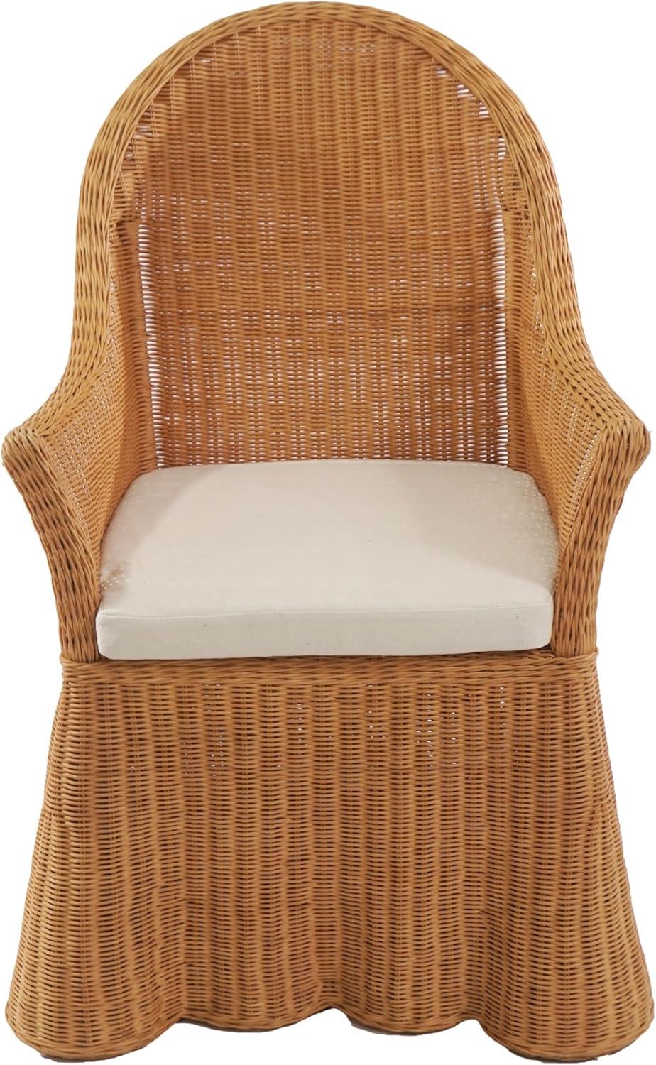 image:imageSAFAVIEH Couture Collection Hylda Natural Rattan Dining Chair Fully Assembled Woven Side Chair with Removable Cotton Cushion for Dining Room or Kitchen CWK3033ANaturalWhite