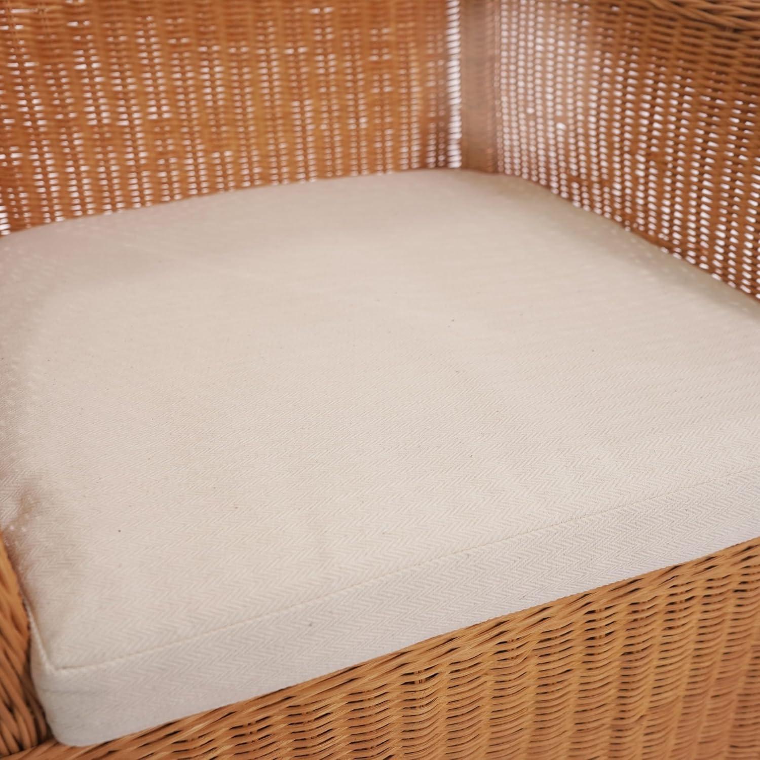 image:imageSAFAVIEH Couture Collection Hylda Natural Rattan Dining Chair Fully Assembled Woven Side Chair with Removable Cotton Cushion for Dining Room or Kitchen CWK3033ANaturalWhite