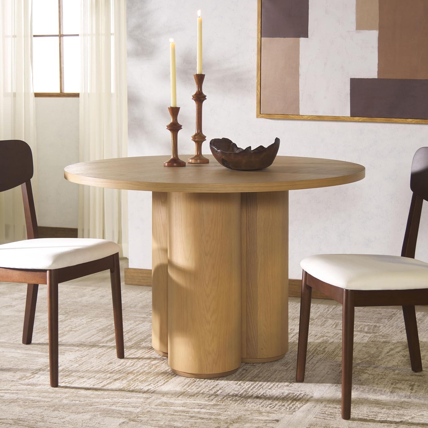 image:imageSAFAVIEH Couture Collection Kathalina Black Round Dining Table Modern Cylindrical Pedestal Base SFV7242BNatural