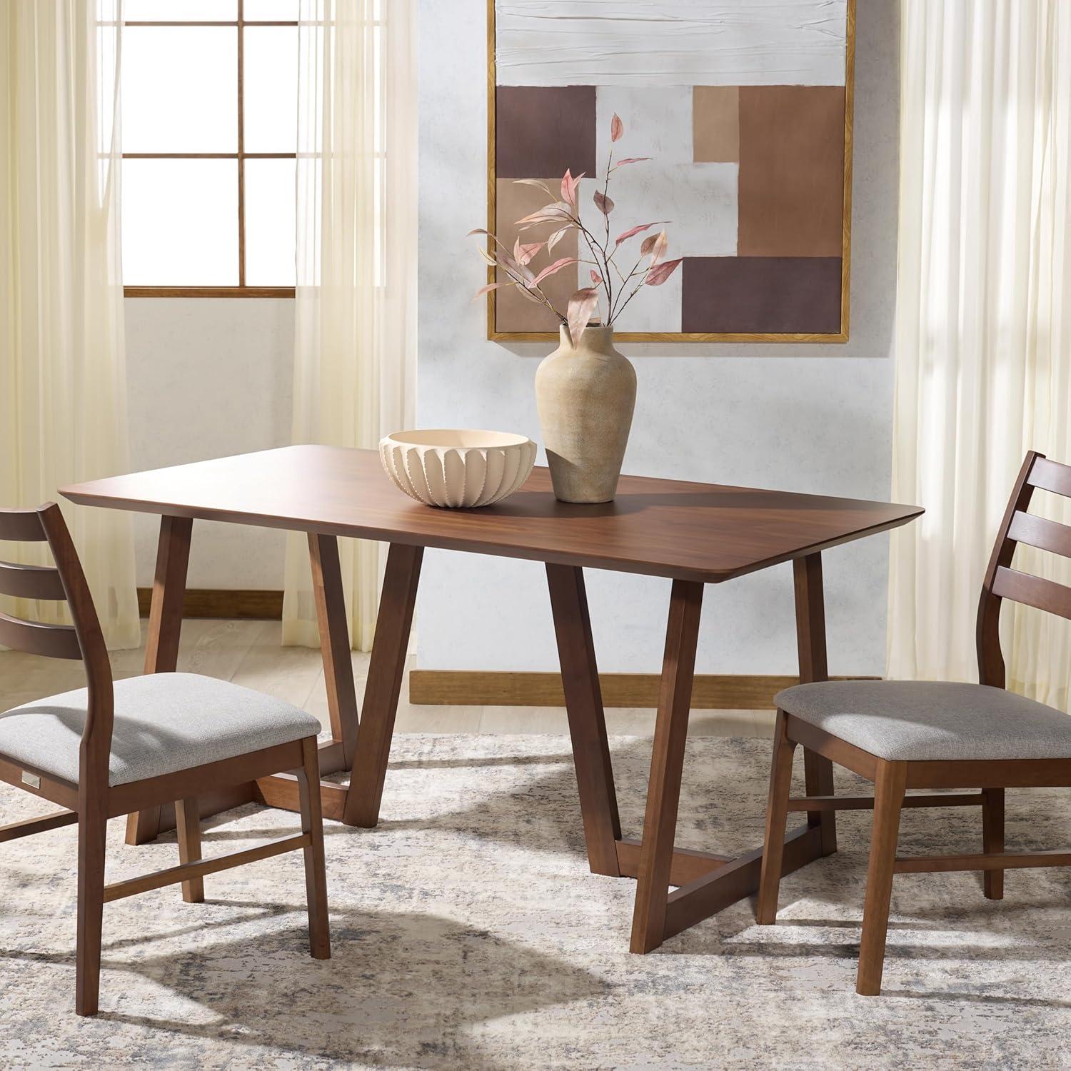 image:imageSAFAVIEH Couture Collection Leroux Walnut Rectangle Wood Dining Table Modern Geometric Base Seats up to 6 SFV6705AWalnut
