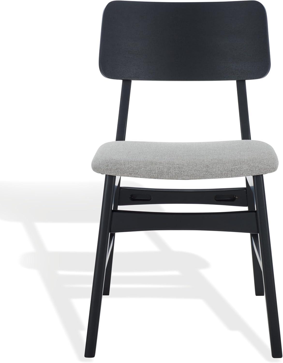 image:imageSAFAVIEH Couture Collection Madina Walnut amp Beige MidCentury Dining Chair Set of 2 Upholstered Linen Seat Modern Wood Design SFV6706ASET2BlackLight Grey