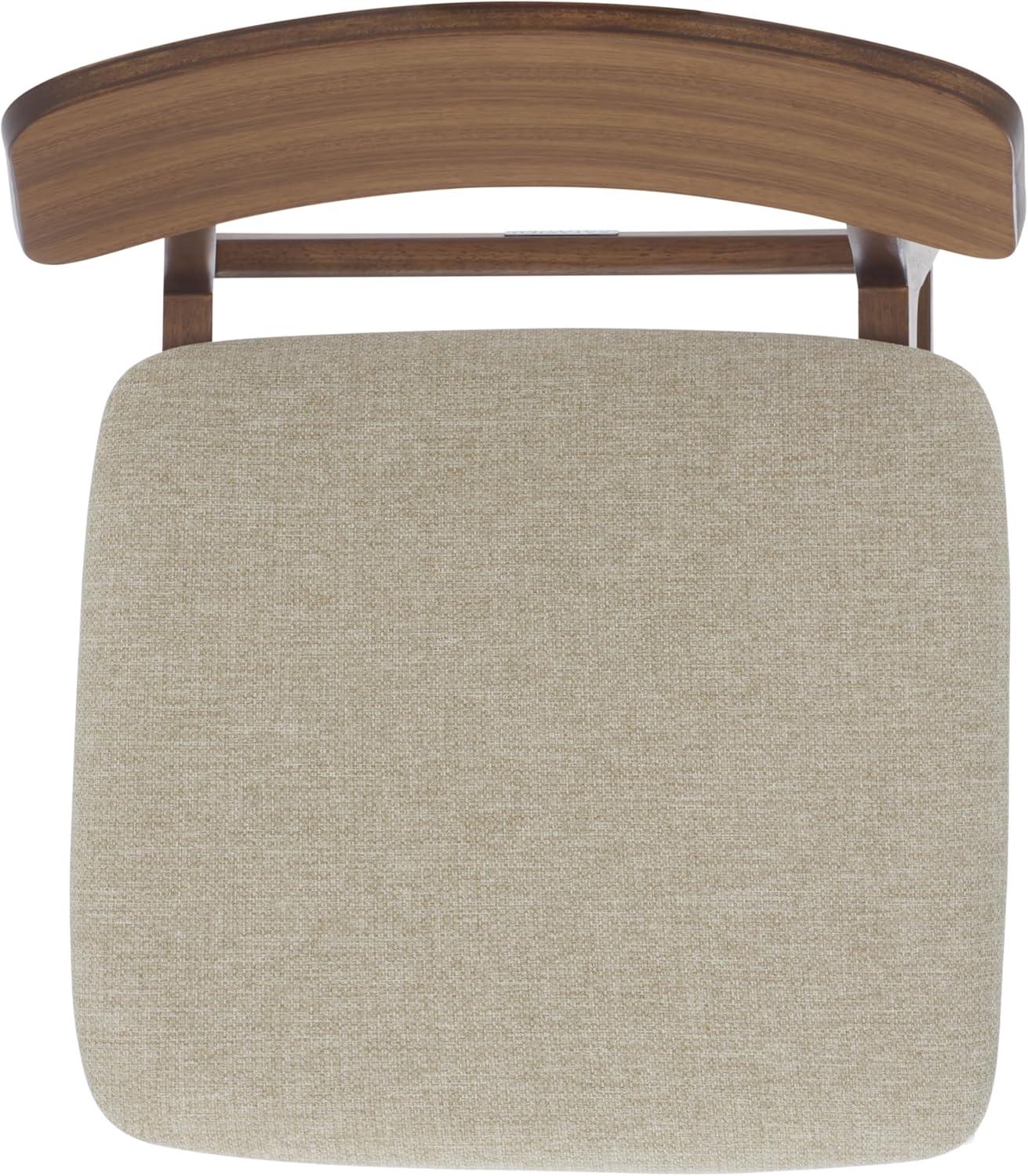 image:imageSAFAVIEH Couture Collection Madina Walnut amp Beige MidCentury Dining Chair Set of 2 Upholstered Linen Seat Modern Wood Design SFV6706ASET2WalnutBeige