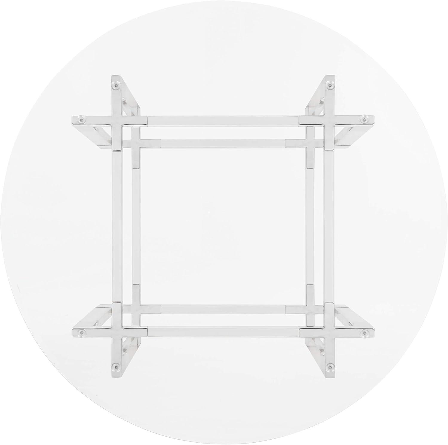 image:imageSAFAVIEH Couture Collection Reiner Round Acrylic Dining Table Silver Metal Base Modern Clear Design DUP1006B54