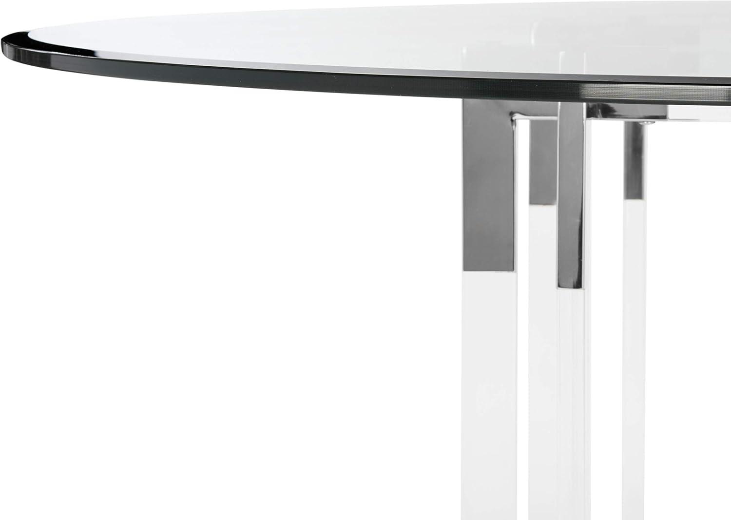 image:imageSAFAVIEH Couture Collection Reiner Round Acrylic Dining Table Silver Metal Base Modern Clear Design DUP1006B54