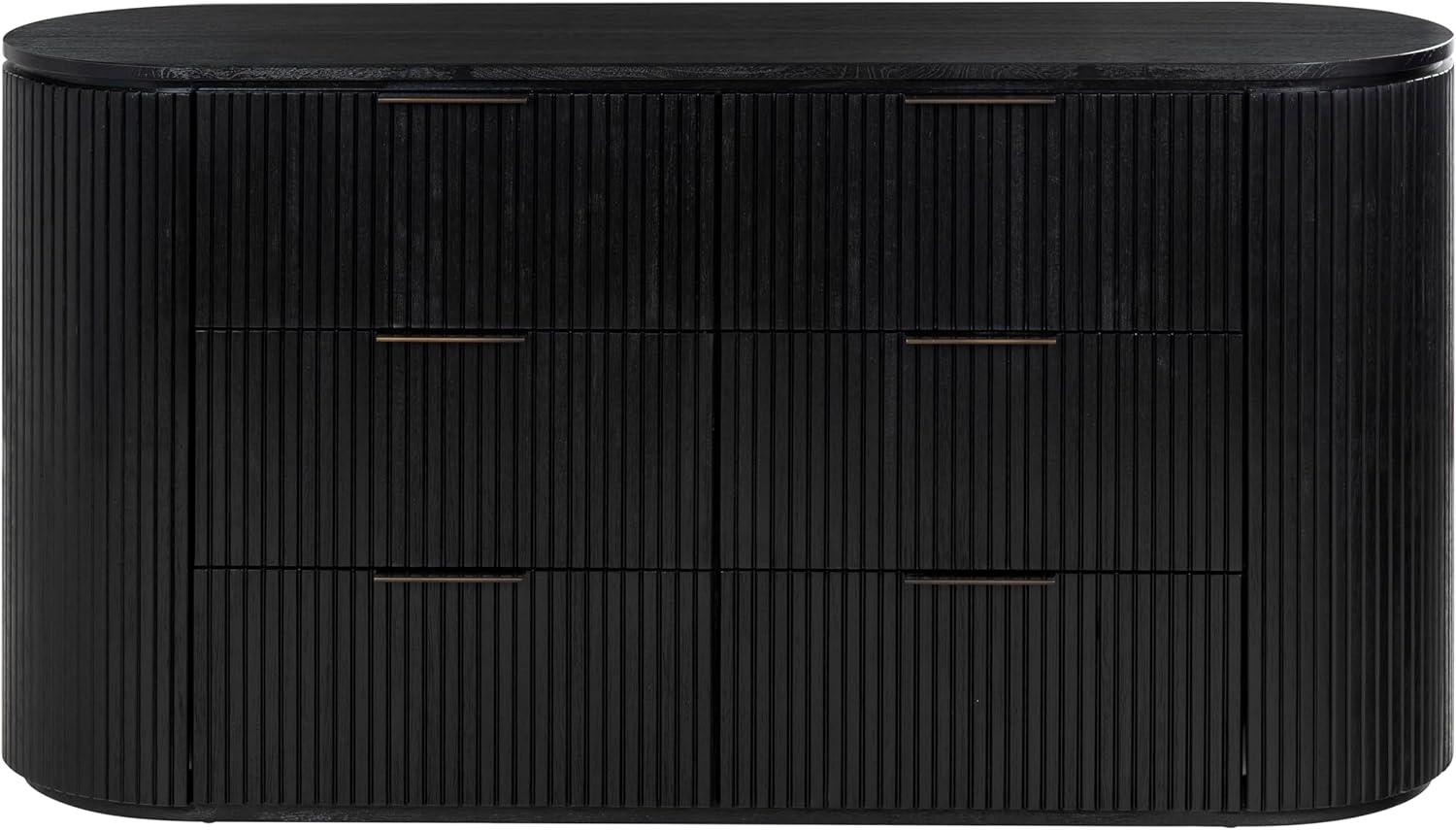 image:imageSAFAVIEH Couture Collection Rikki Black Fluted 6Drawer Wood Dresser Modern Oval Top Fully Assembled SFV4250BBlack