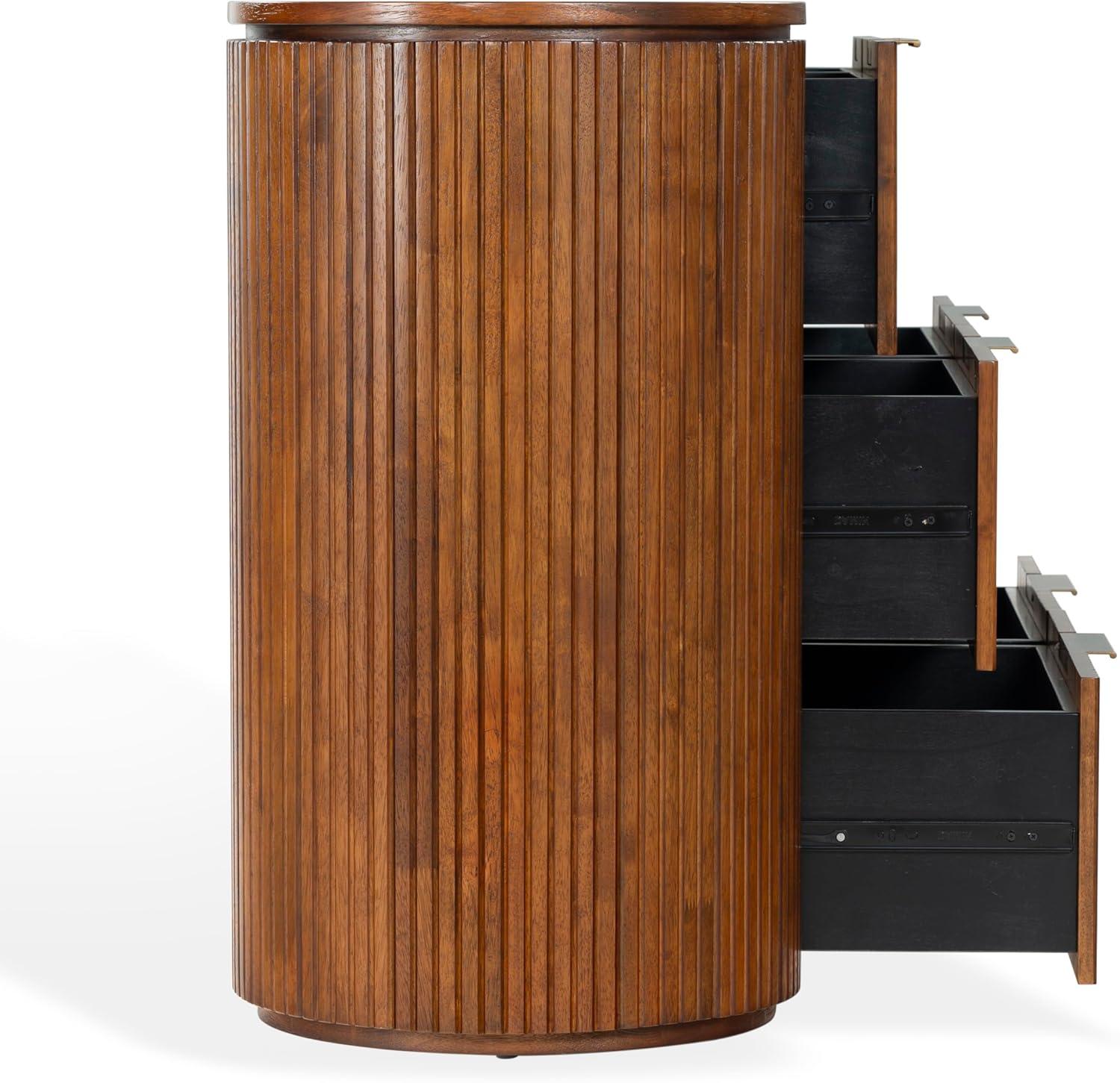 image:imageSAFAVIEH Couture Collection Rikki Black Fluted 6Drawer Wood Dresser Modern Oval Top Fully Assembled SFV4250BMedium Oak