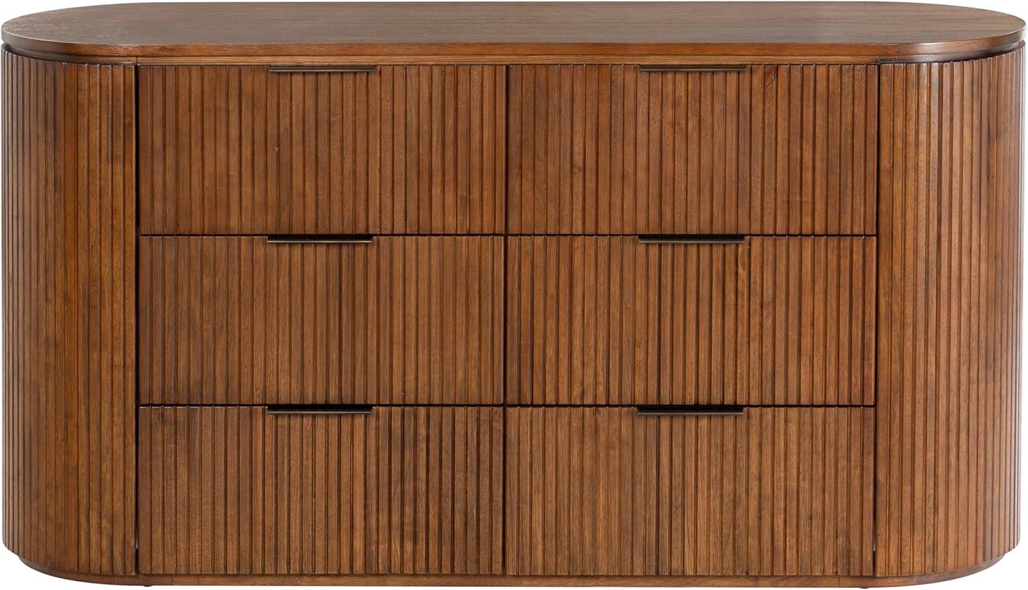 image:imageSAFAVIEH Couture Collection Rikki Black Fluted 6Drawer Wood Dresser Modern Oval Top Fully Assembled SFV4250BMedium Oak
