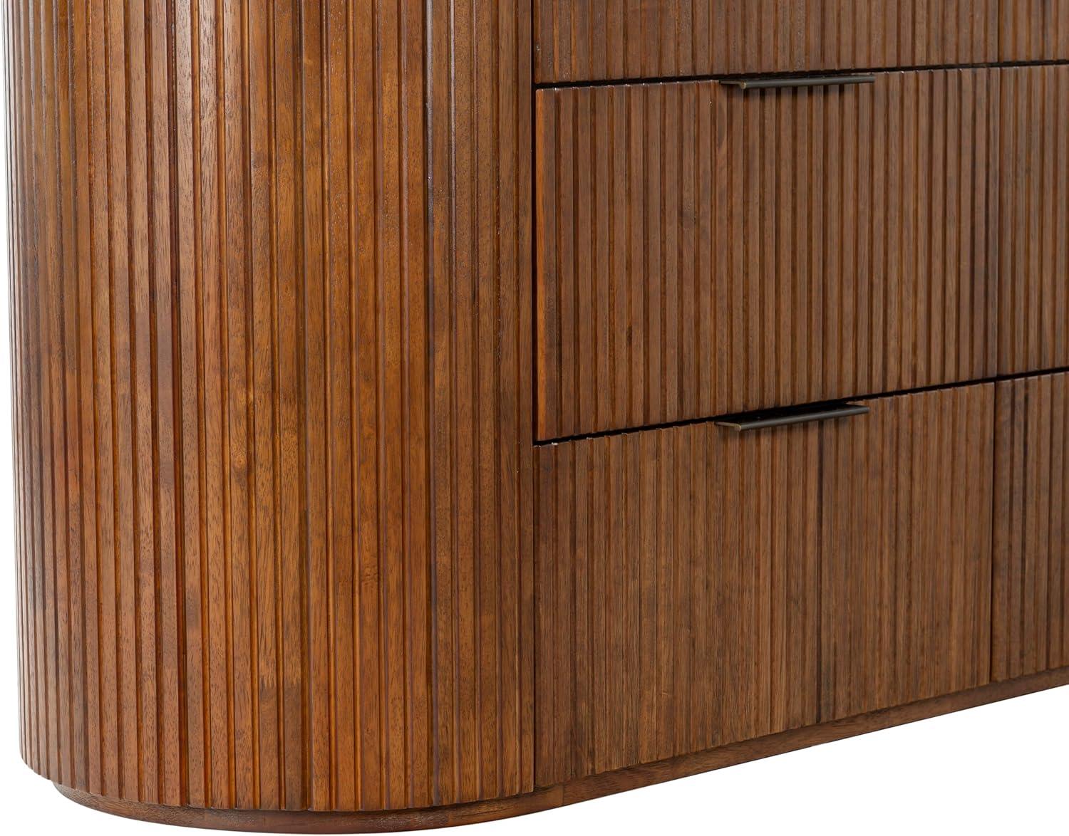 image:imageSAFAVIEH Couture Collection Rikki Black Fluted 6Drawer Wood Dresser Modern Oval Top Fully Assembled SFV4250BMedium Oak