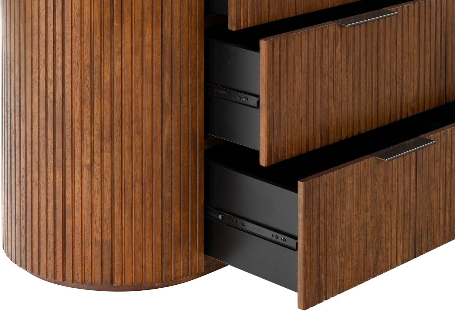 image:imageSAFAVIEH Couture Collection Rikki Black Fluted 6Drawer Wood Dresser Modern Oval Top Fully Assembled SFV4250BMedium Oak