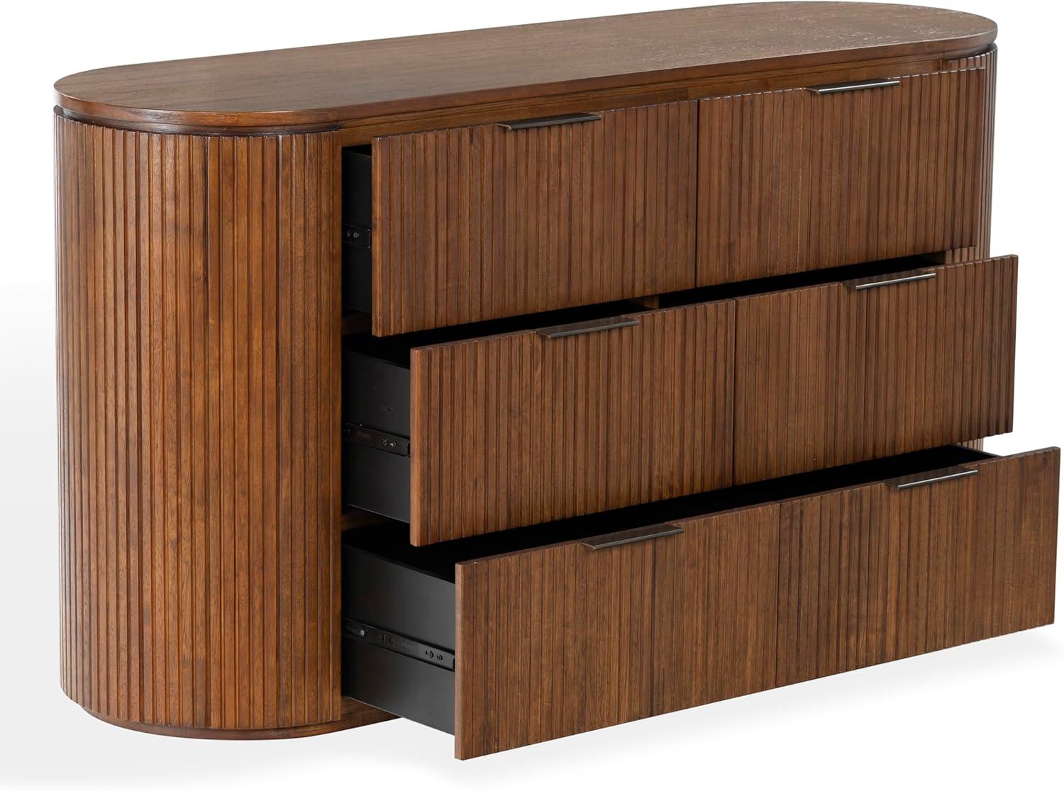 image:imageSAFAVIEH Couture Collection Rikki Black Fluted 6Drawer Wood Dresser Modern Oval Top Fully Assembled SFV4250BMedium Oak
