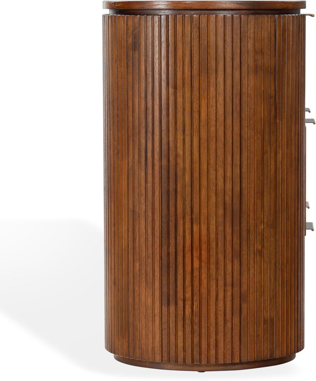 image:imageSAFAVIEH Couture Collection Rikki Black Fluted 6Drawer Wood Dresser Modern Oval Top Fully Assembled SFV4250BMedium Oak