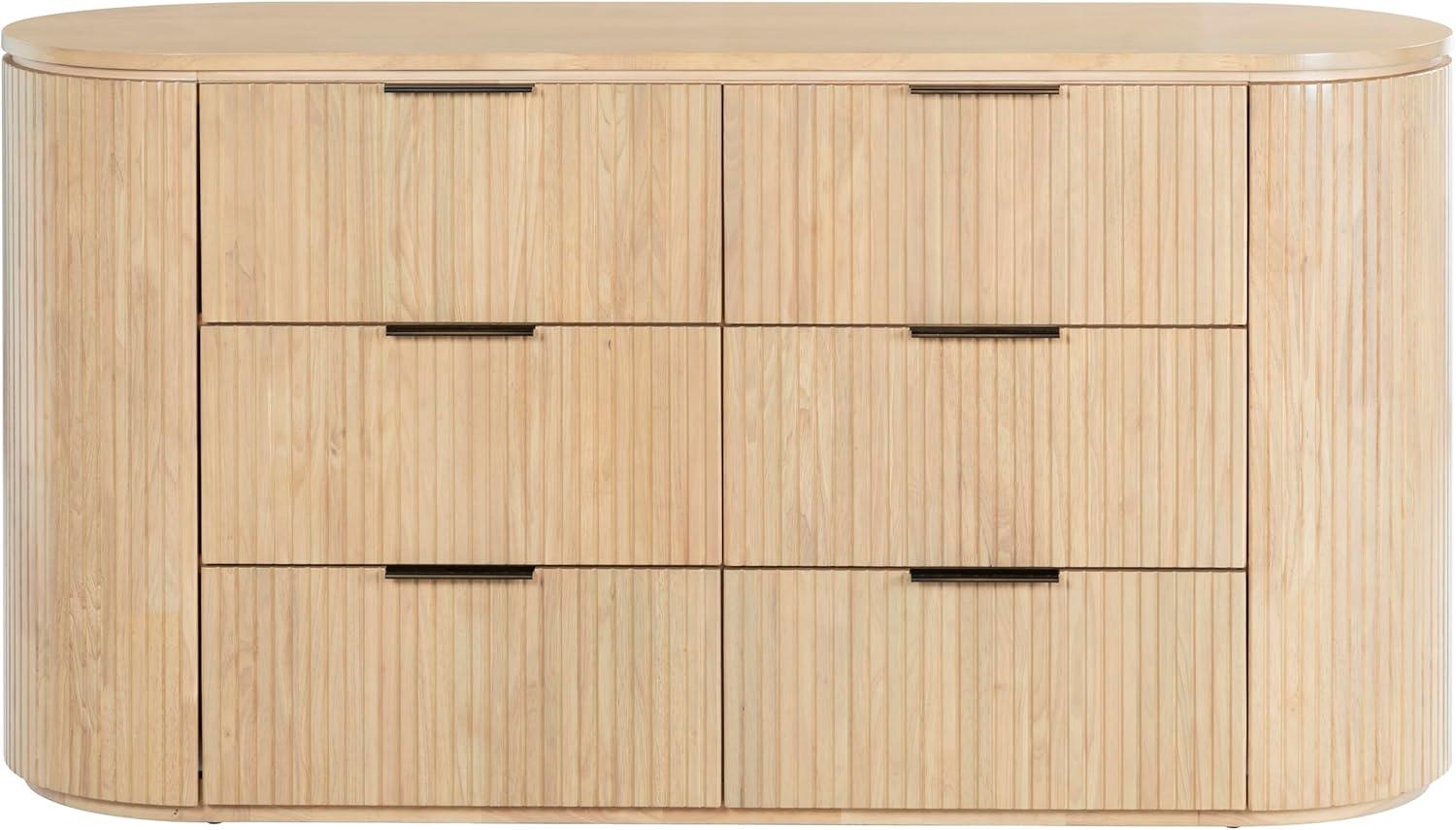 image:imageSAFAVIEH Couture Collection Rikki Black Fluted 6Drawer Wood Dresser Modern Oval Top Fully Assembled SFV4250BOak
