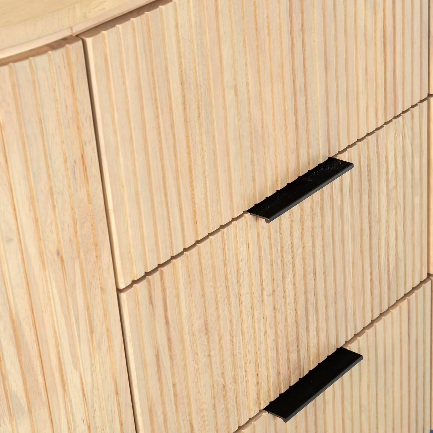 image:imageSAFAVIEH Couture Collection Rikki Black Fluted 6Drawer Wood Dresser Modern Oval Top Fully Assembled SFV4250BOak