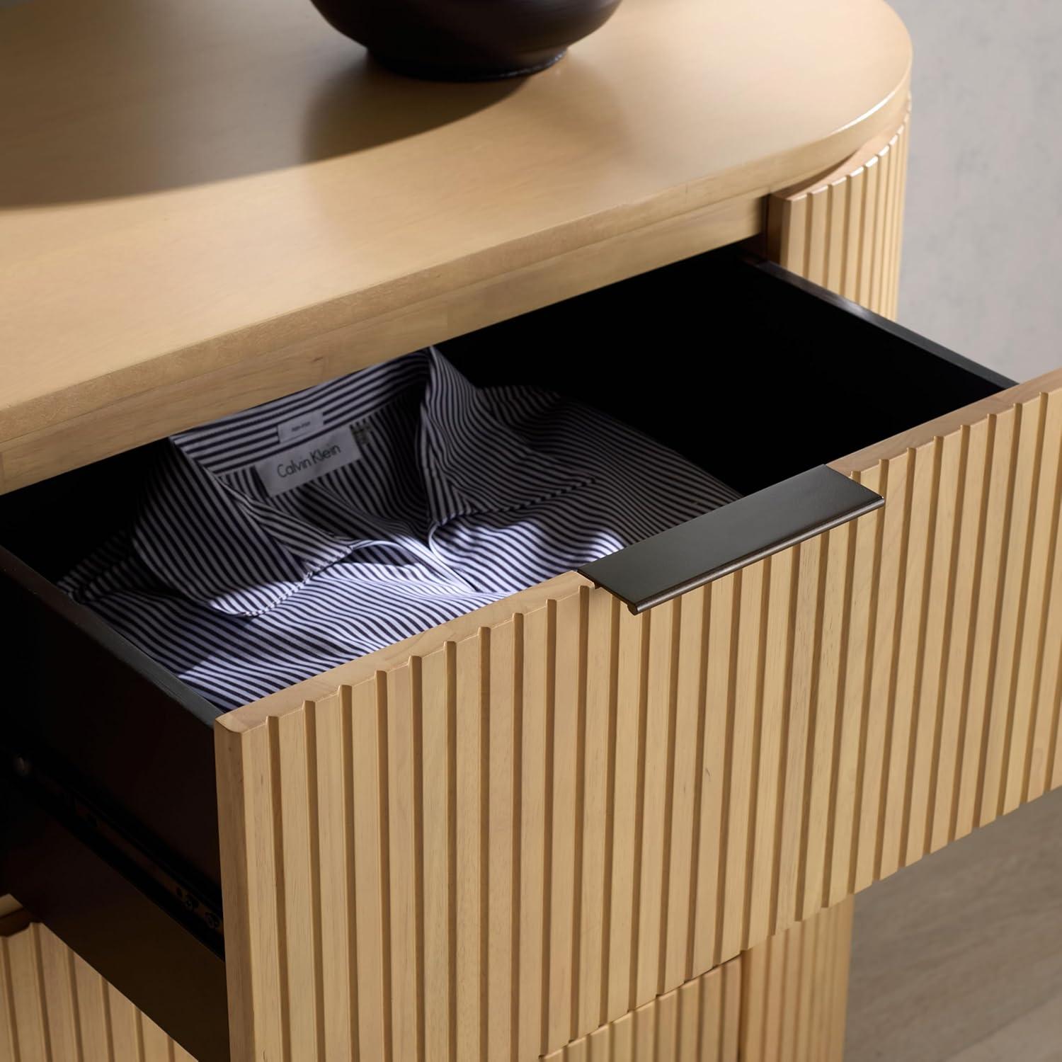 image:imageSAFAVIEH Couture Collection Rikki Black Fluted 6Drawer Wood Dresser Modern Oval Top Fully Assembled SFV4250BOak