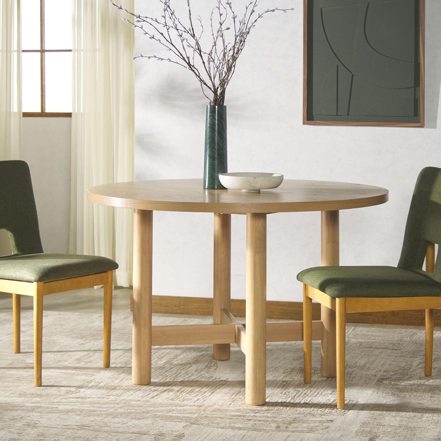 image:imageSAFAVIEH Couture Collection Ruthanne Black Round Wood Dining Table Classic Design Seats up to 4 SFV2192BOak