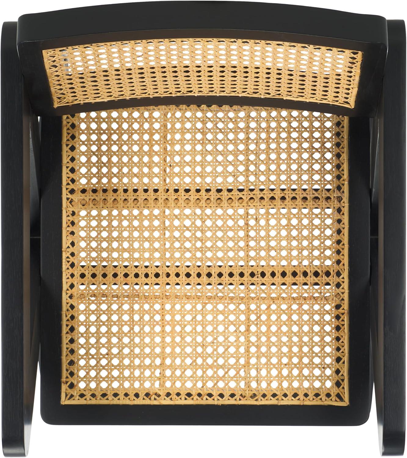 image:imageSAFAVIEH Couture Collection Tyrrell Walnut amp Natural Rattan Dining Chair Modern Woven Accent Chair Fully Assembled SFV1906BBlackNatural