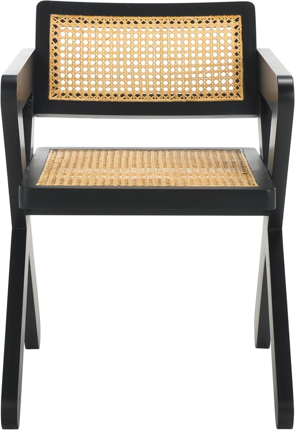 image:imageSAFAVIEH Couture Collection Tyrrell Walnut amp Natural Rattan Dining Chair Modern Woven Accent Chair Fully Assembled SFV1906BBlackNatural