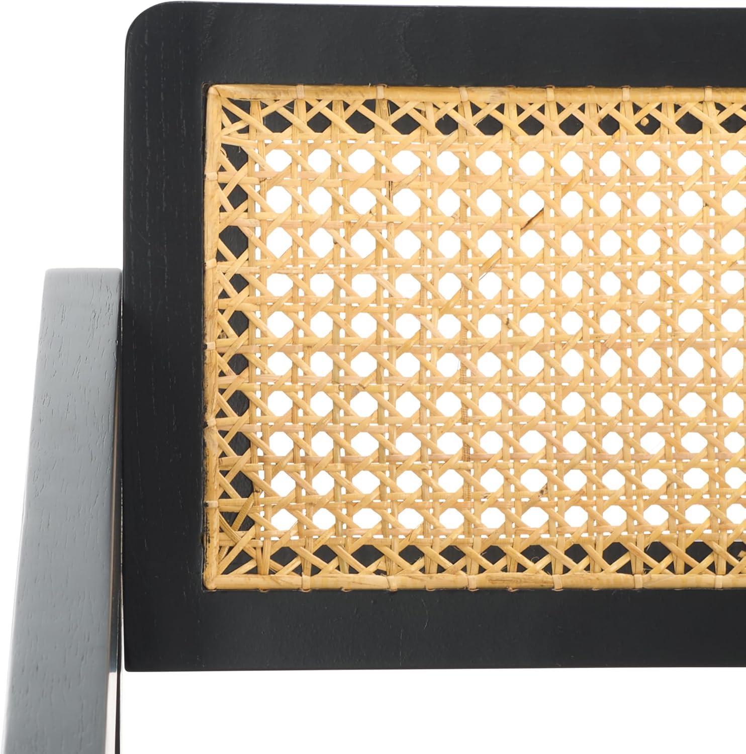 image:imageSAFAVIEH Couture Collection Tyrrell Walnut amp Natural Rattan Dining Chair Modern Woven Accent Chair Fully Assembled SFV1906BBlackNatural