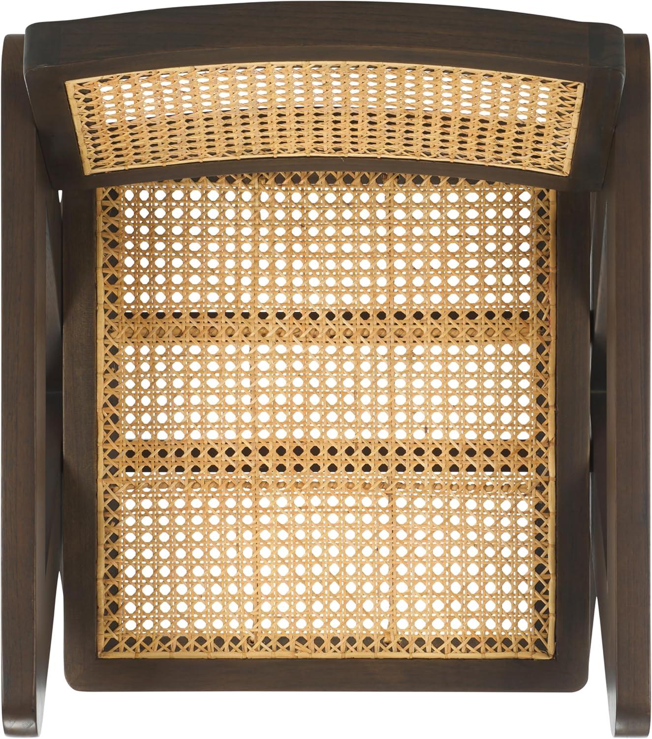 image:imageSAFAVIEH Couture Collection Tyrrell Walnut amp Natural Rattan Dining Chair Modern Woven Accent Chair Fully Assembled SFV1906BWalnutNatural
