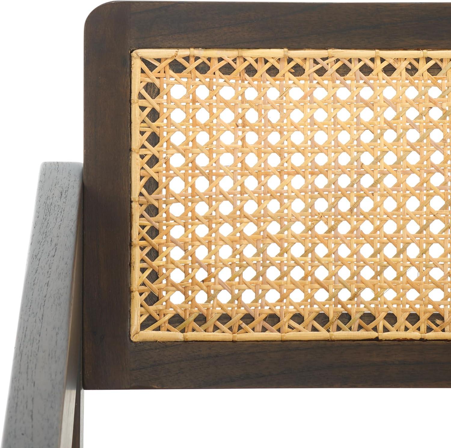 image:imageSAFAVIEH Couture Collection Tyrrell Walnut amp Natural Rattan Dining Chair Modern Woven Accent Chair Fully Assembled SFV1906BWalnutNatural