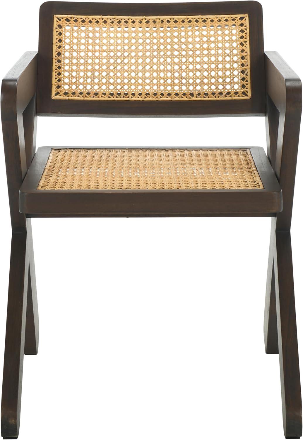 image:imageSAFAVIEH Couture Collection Tyrrell Walnut amp Natural Rattan Dining Chair Modern Woven Accent Chair Fully Assembled SFV1906BWalnutNatural