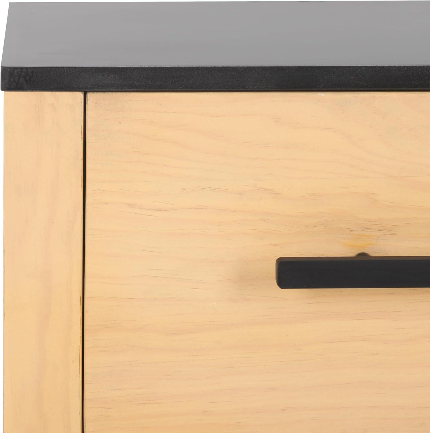 image:imageSAFAVIEH Couture Collection Abbianna NaturalBlack Marble Top 2Drawer Accent Table Nightstand Fully Assembled