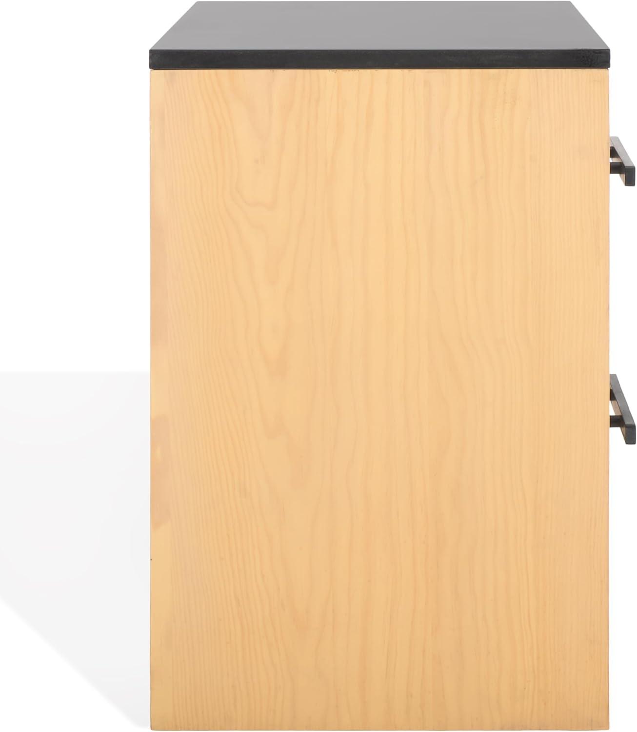 image:imageSAFAVIEH Couture Collection Abbianna NaturalBlack Marble Top 2Drawer Accent Table Nightstand Fully Assembled