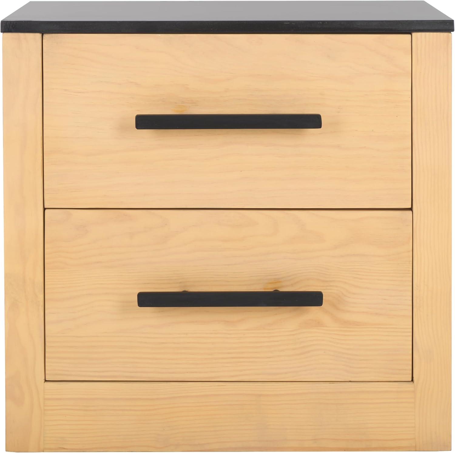 image:imageSAFAVIEH Couture Collection Abbianna NaturalBlack Marble Top 2Drawer Accent Table Nightstand Fully Assembled