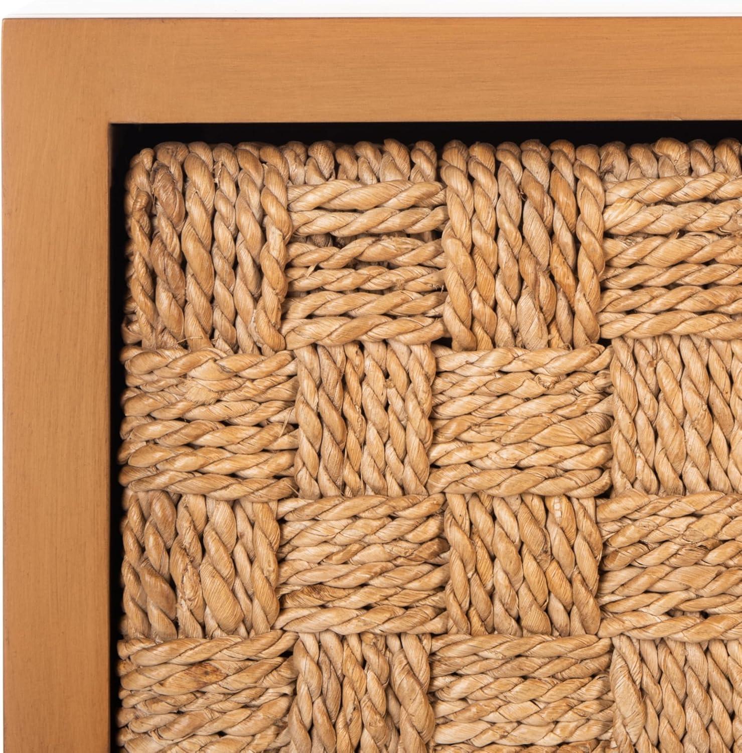 image:imageSAFAVIEH Couture Collection Armand NaturalDark Brown Woven 1Drawer Accent Table Nightstand Fully AssembledNaturalDark Brown